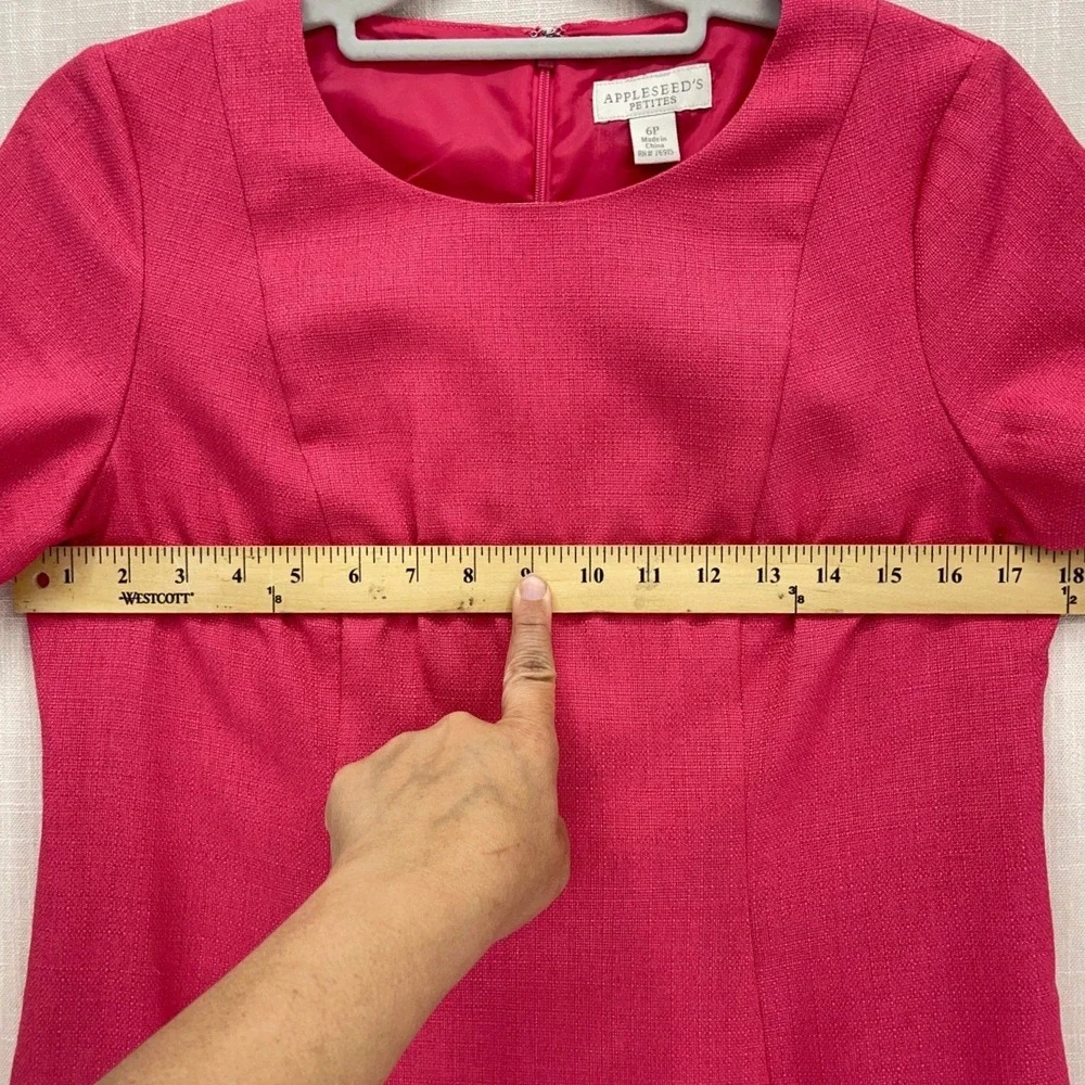 Appleseed's Pink Sheath Dress 6P Petite Short Sleeve Textured Lined V943 - Picture 5 of 8